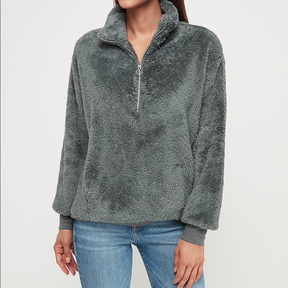 Express Cozy Fleece Quarter Zip Sweatshirt S